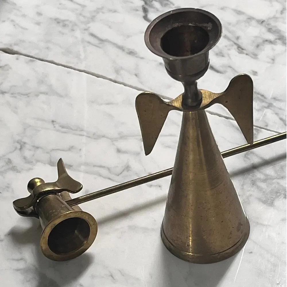 Vintage Brass Angel Candle Holder & Snuffer